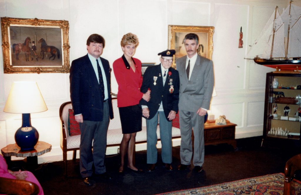 Princess Diana and 111 year old Veteran, George Ives <br>‘Instrument of War’ — 1992